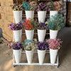3-Tier Mobile Flower Plant Display Stand Shelf W/ Buckets for Flower Shop Garden