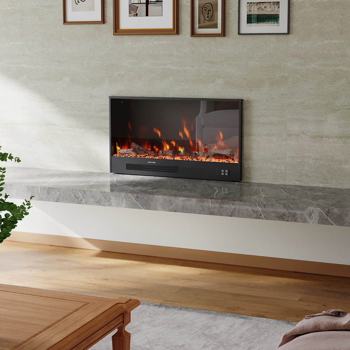Home LED Fireplace Insert Wall Mounted Electric Inset Media Fire Frees ...