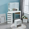 Corner Dressing Table Stool Vanity Set White Makeup Dresser Mirror 5 Drawers NEW