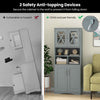 Bathroom Freestanding Pantry Cabinet w/ Adjustable Shelves-Grey