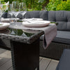 Rattan Corner Furniture Set Garden Black Sofa Stools Table Waterproof Cushions