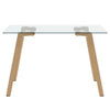 Clear Tempered Glass Rectangle Table Dining Stand with Wood Effect Metal Legs UK