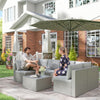 7 Pieces Rattan Garden Furniture Set with Cushions, Grey