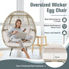 Patio Wicker Egg Chair Oversized Indoor Outdoor Lounge Chair with 4 Cushions