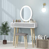 Modern Dressing Table Set with Light Mirror Stool Makeup Desk with Drawer Grey