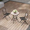3pc Mosaic Tile Garden Bistro Set Outdoor Round Side Table with 2 Folding Chairs