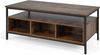 Coffee Table Wooden Storage Shelf Metal Frame Rectangle Brown Black Center Table