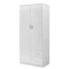 Modern 2 Door 2 Drawer Wardrobe with Shelf Hanging Rail Clothes Storage Cupboard