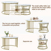 Nesting Coffee Table Set of 2 Marble Effect Side End Table for Living Room White