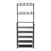 Black Metal Clothes Rail Rack Garment Stand Corner Open Wardrobe with Shelf