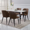 Pair of Faux Leather Dining Chairs Brown Seat Angel Backrest Kitchen Restaurant