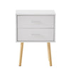 White Bedside Table 2 Drawers Nightstand Cabinet Wood Legs Side Table