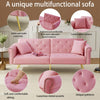 3 Seater Fabric Sofa Bed Click Clack Modern Sleeper Sofa Settee w/ Cushions Pink