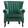 Upholstered Velvet Armchair Sofa Queen Anne Legs Tub Chair Studded Emerald Green