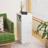 Slim Wood Bedside Table Bedroom Nightstand with Shelf & Drawer, Narrow Cabinet