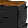5-Drawer Fabric Dresser with Side Pockets, Wood Top, Metal Frame, Black