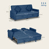 3-Seater Sofa Bed Convertible Velvet-Feel Upholstery Adjustable Backrest Blue