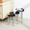 Nest of 3 Black Clear Tempered Glass Side End Lamp Sofa Tables Nested Tables