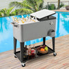 75 L Rolling Ice Chest Portable Patio Cooler Cooler Cart Sliver