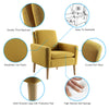 Modern Armchair Sofa Lounge Accent Linen Fabric Chair with Wood Legs Comfy Seat