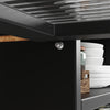 Modern Sideboard Storage Cabinet Cupboard with Glass Door and Open Space Black