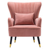 PInk Velvet Accent Armchair Wing Back Leisure Sofa Living Room Chair w/Pillow