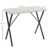 Modern White Wood Grain Bar Table with Black Steel Frame Tall Dining Table 120cm