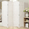 4/6 Panels Room Wood Rattan Weave Divider Folding Screen Privacy Partition White