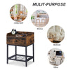 Bedside Table Drawer Storage Industrial Side End Table Nightstand Metal Shelf