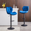 2x Blue Velvet Breakfast Bar Stools Swivel Gas Lift Chairs Kitchen Pub Chair