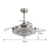 42'' LED Ceiling Fan Light Luxury Crystal Chandelier Dimmable 3-Color w/Remote