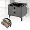 LED Bedside Table 2 Drawers Wireless Charging Nightstand Cabinet Storage Modern