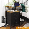 Bedside Table with Charging Station, Nightstand with 2 Outlets and 2 USB Ports