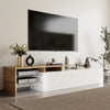 Modern TV Stand LED TV Unit Cabinet with Glass Shelves & 2 Drawers Storage White