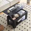 Black Coffee Table with Storage Lift Top Up Wooden Living Room Furniture