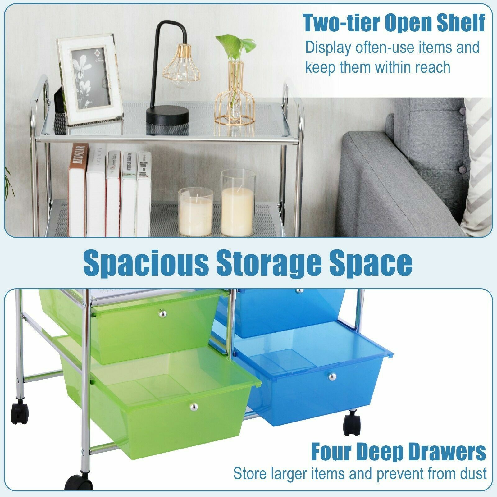 Utility Rack Drawers Drawers Storage Trolley Home Office Stationary Rolling Utility Cart Di ...