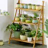 3Tier Bamboo Plant Stand Ladder Garden Rack Folding Display Hanging Shelf