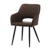 2 Pcs Brown GreyDining Chairs Faux Leather Diamond Cushion Seat With Hole