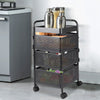 Mobile Metal Kitchen Rotating Storage Trolley Cart Utility Vegetable Shelf Rack