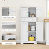 Freestanding Kitchen Storage Cabinet with 4 Doors Drawer and Shelves White