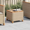 Garden Table Outdoor Dining Beige Poly Rattan Acacia Wood