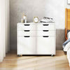 Mobile Storage Cabinet 4 Drawer Dresser Chest with Doors-White