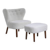 Big Sale! Teddy Fabric Armchair Cocktail Wing Back Chair Lounge Sofa w/Footstool