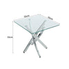 Square Glass Coffee Table Side Table Cross Stainless Steel Legs Sofa Living Room