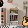 Vinyl Record Storage Table Living Room Turntable Display Shelf w/ Dividers
