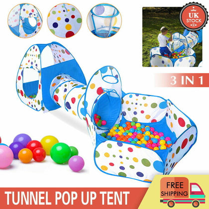 3 in 1 OCEAN KIDS BABY PLAY TENT POP UP PLAYHOUSE Portable BABY TUNNEL BALL PIT