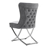 Set of 2 Velvet Dining Chairs with Buttoned Back Upholstered Seat Chorme Legs
