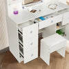 White Modern Dressing Table with LED Lights Mirror Vanity Make up Desk Stool Set
