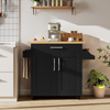 Kitchen Island on Wheels Storage Trolley Cart Drawer Shelves Spice Rack Black