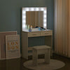 White Dressing Table Vanity Set w/ Mirror Stool Makeup Desk Bedroom Furniture UK